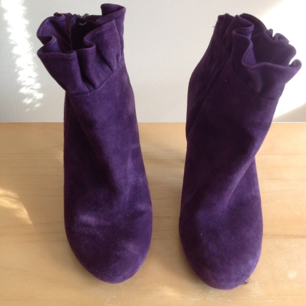 Me Too Purple Suede Ruffle Booties - Picture 2 of 4